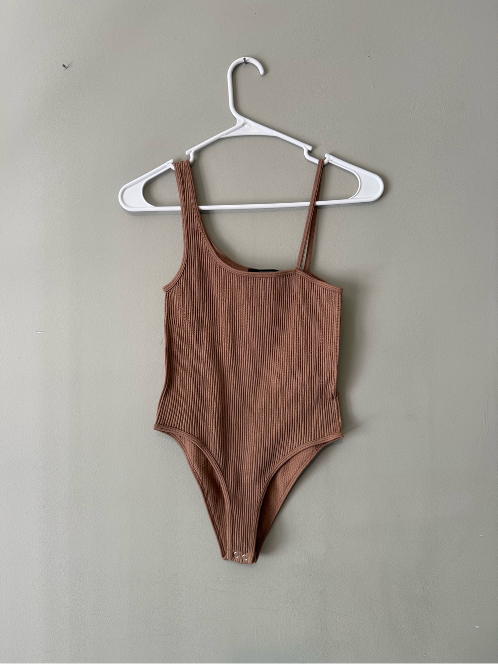 Forever 21 Ribbed One-Piece Brown Sleeveless Bodysuit